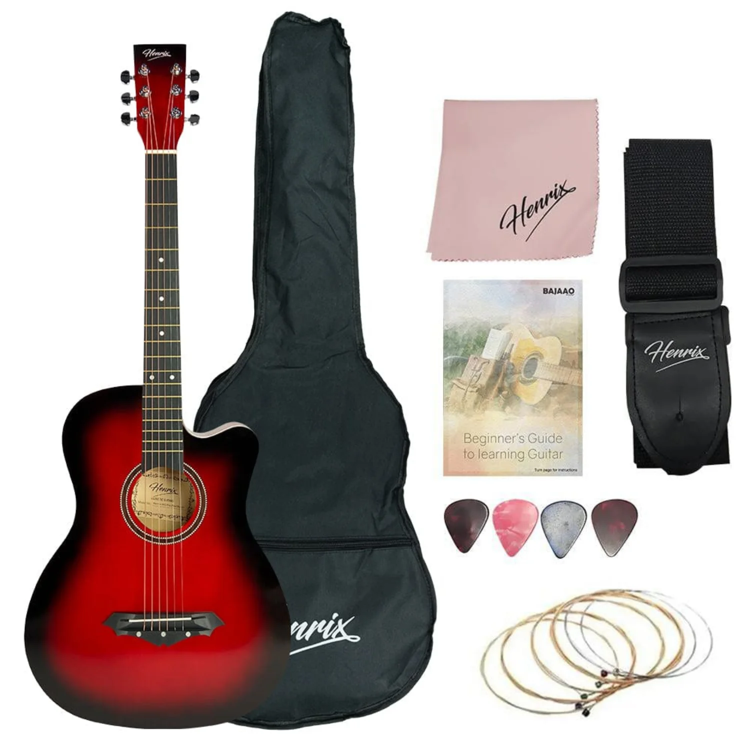 Henrix PRO 38C 38 Inch 6 String Cutaway Acoustic Guitar - Image 31