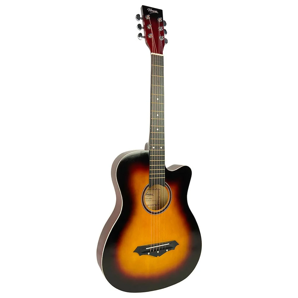 Henrix PRO 38C 38 Inch 6 String Cutaway Acoustic Guitar - Image 43