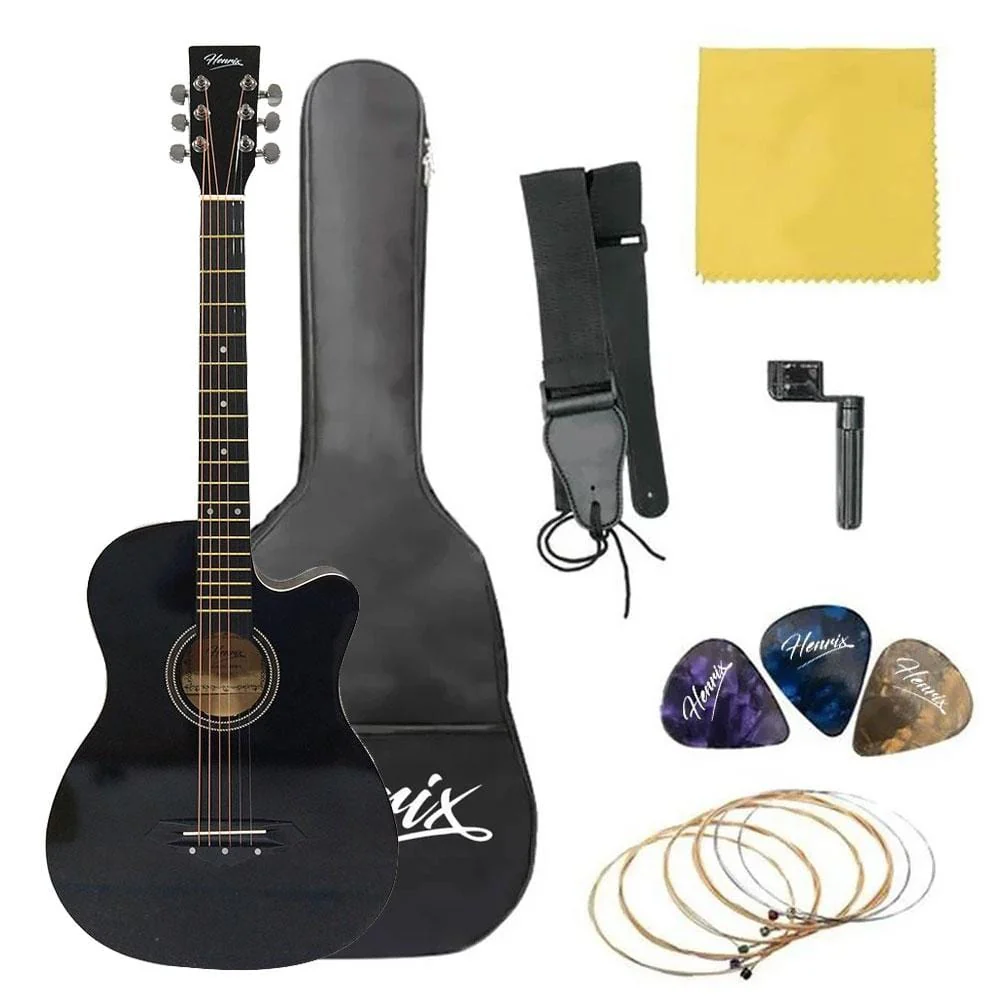Henrix PRO 38 Inch 6 String Cutaway Acoustic Guitar - Open Box - Image 2