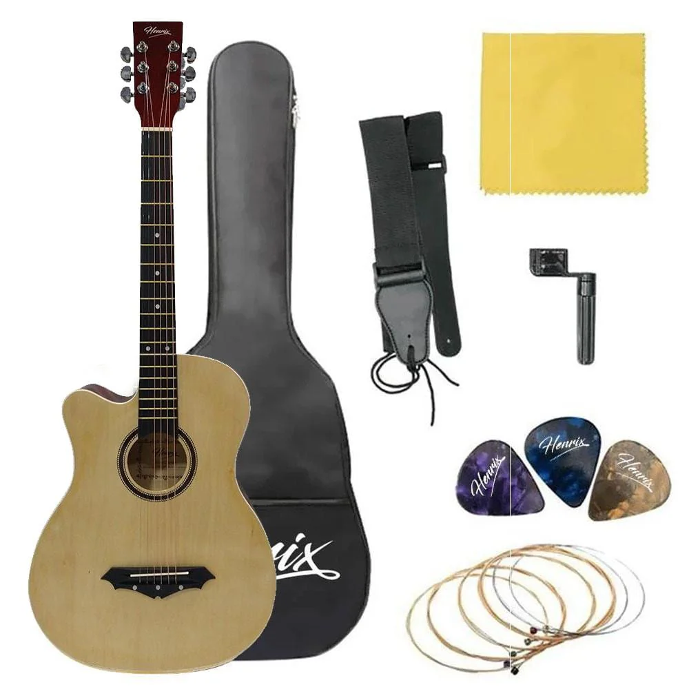 Henrix PRO 38 Inch 6 String Cutaway Acoustic Guitar - Left Handed - Open Box