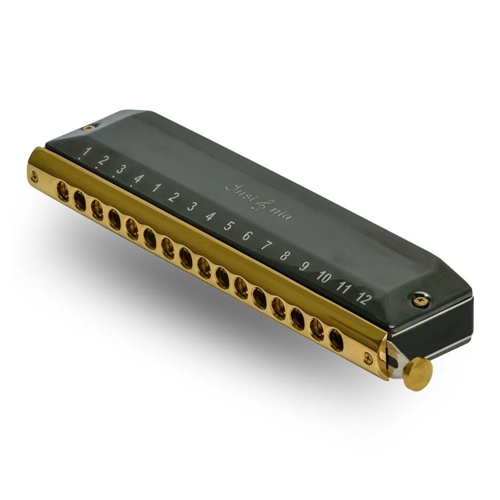 Insignia SMC 64 16 Hole Chromatic Harmonica - Black - Image 2