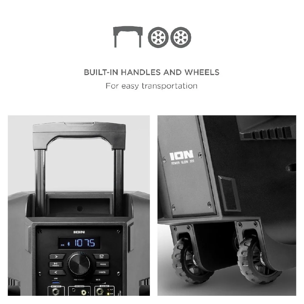 ION Audio Power Glow 300 Battery Powered Bluetooth Speaker System with Light - Image 11