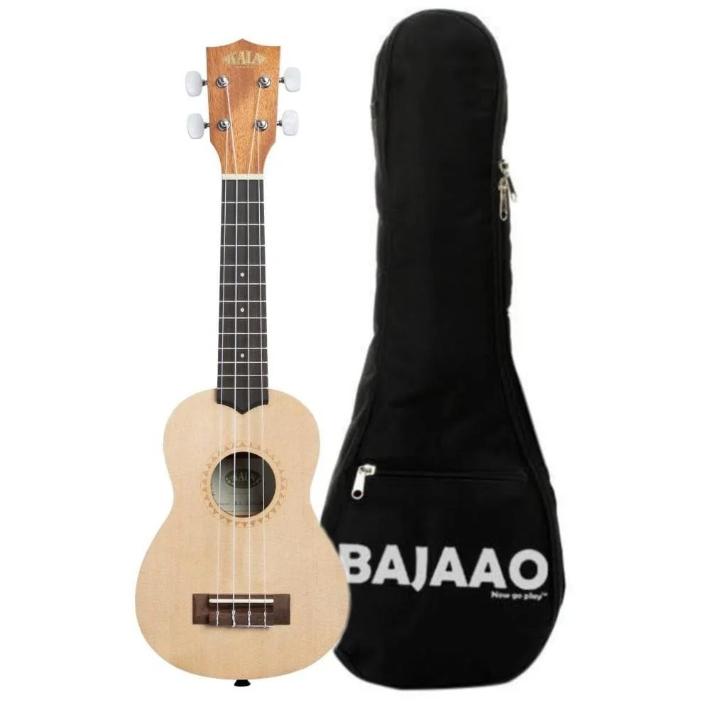 Kala KA-15S-S Satin Spruce Soprano Ukulele With Bajaao UB-S Gig Bag