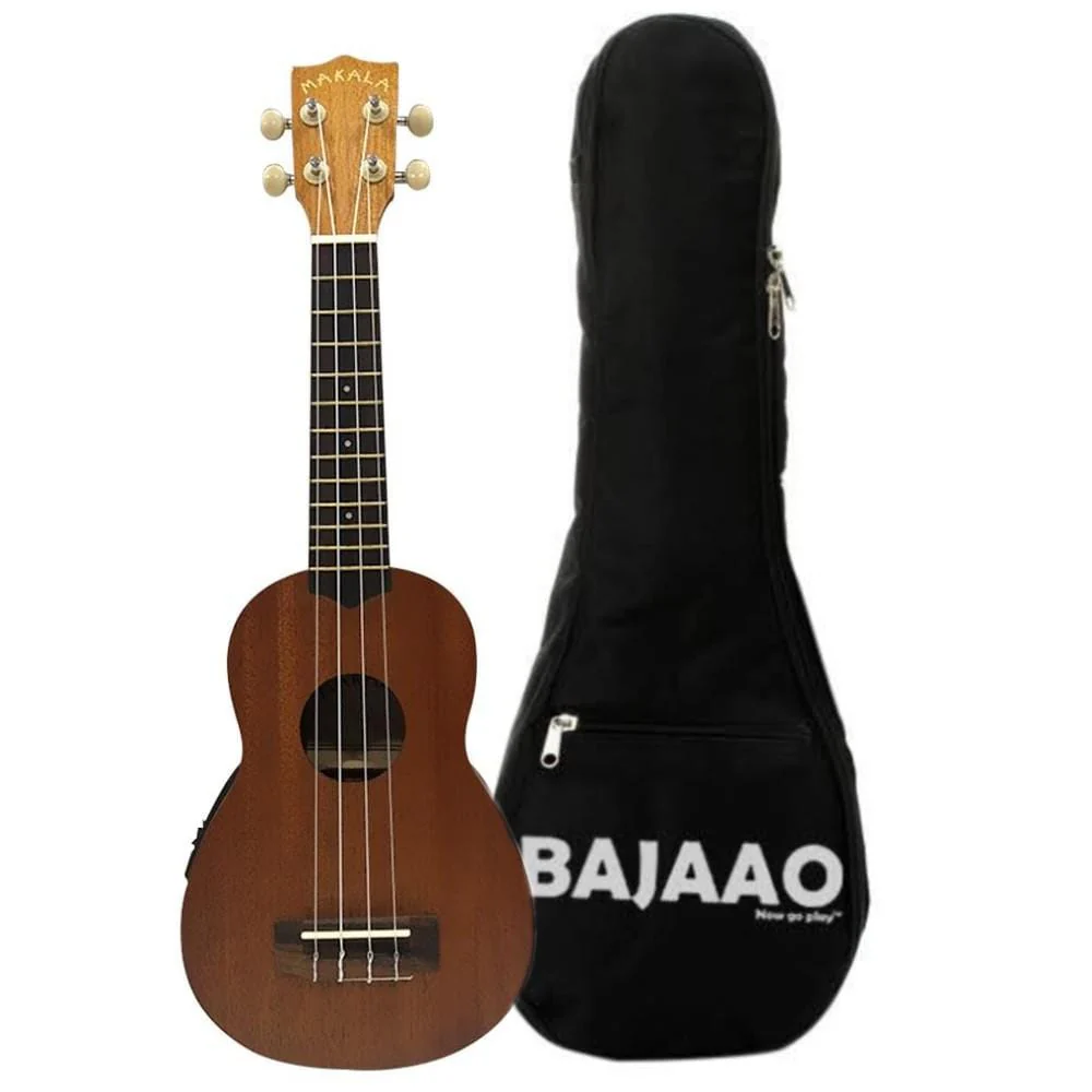Kala MK-SE Makala Electro-Acoustic Soprano Ukulele With Bajaao UB-S Gig Bag
