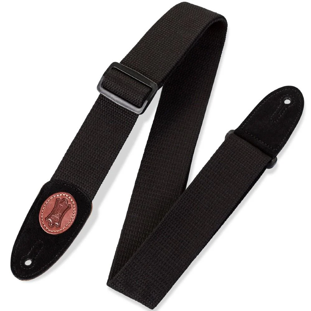 Levy's MSSC8-BLK 2 Inch Signature Series Cotton Guitar Strap with Suede Ends- Black - Image 2