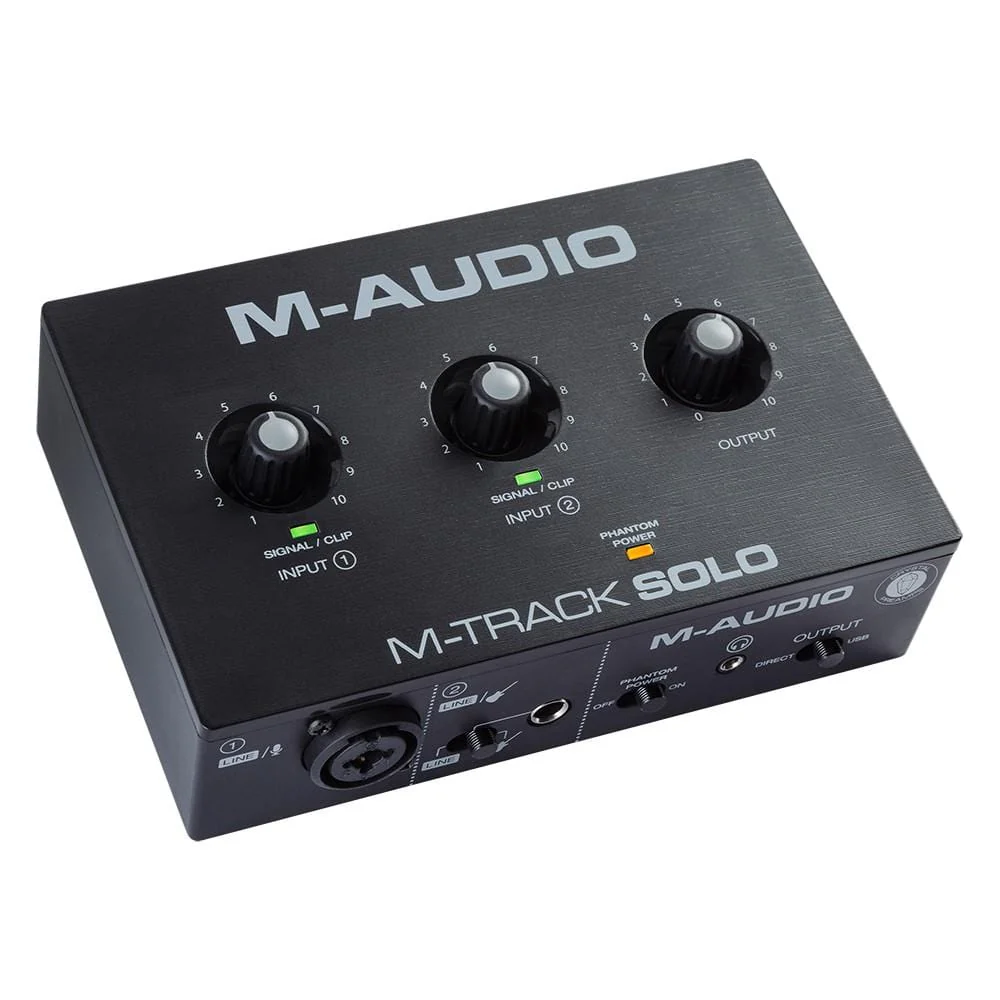M-Audio M-Track Solo 2-Channel USB Audio Interface With 1 Crystal Preamp, Phantom Power & Instrument Input - Open Box - Image 3