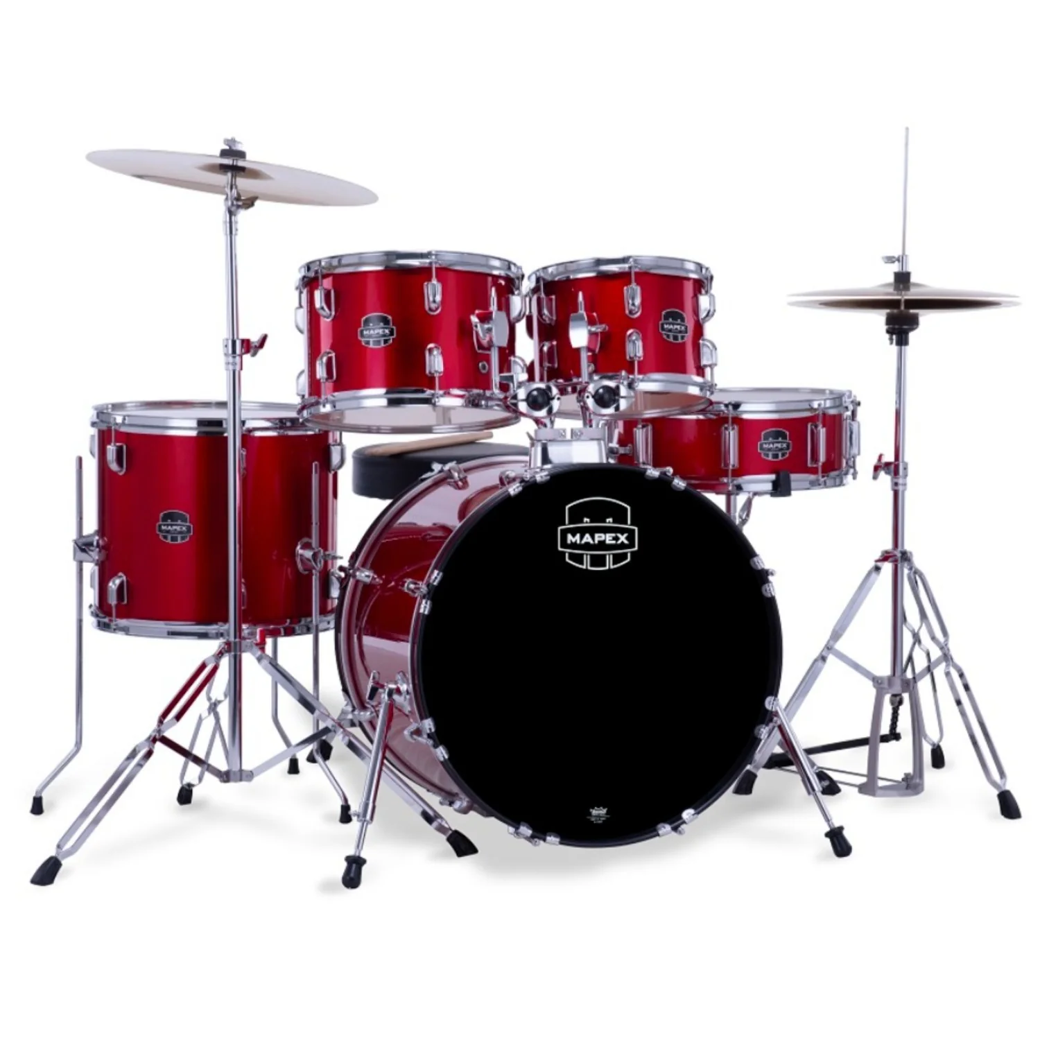 Mapex CM5044FTC Jazz Comet 5 Piece Acoustic Drum Set with Hardware Throne & Cymbals - Image 8