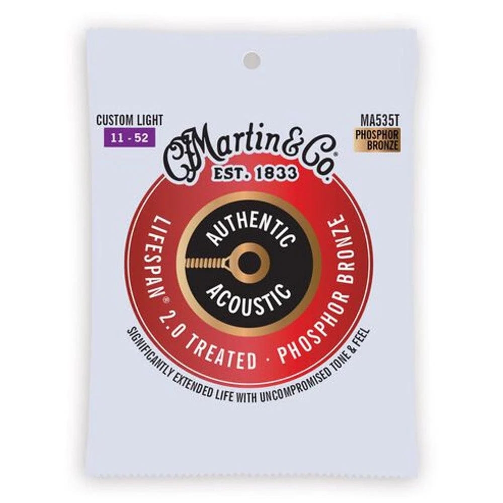 Martin MA535T Authentic Lifespan 2.0 Phosphor Bronze Acoustic Guitar String - .11-.52