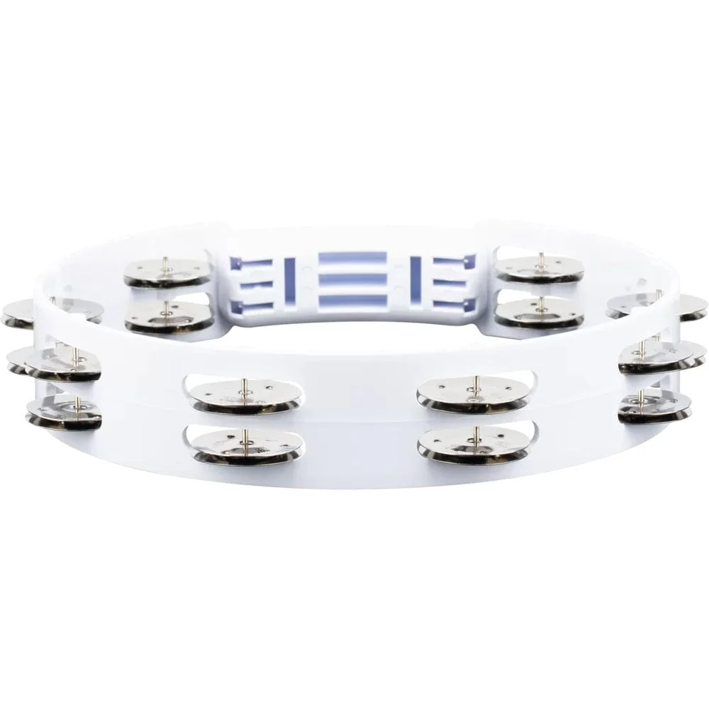 Meinl HTT10WH 10" Headliner Series Plastic Stainless Steel Jingles 2 Rows Tambourine - White - Image 2
