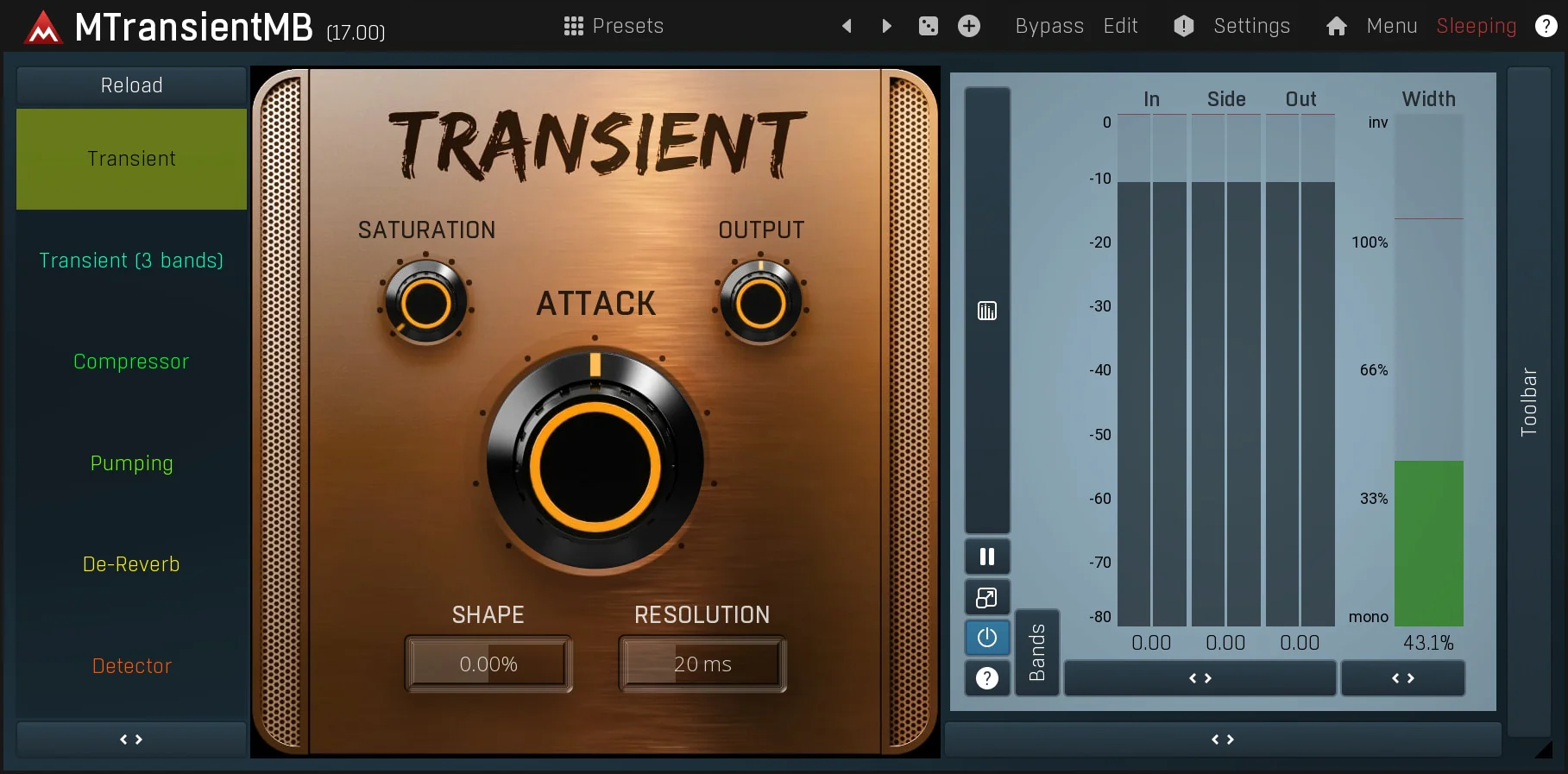 MELDA MTransientMB Transient Shaper – Professional Audio Software & Plugin