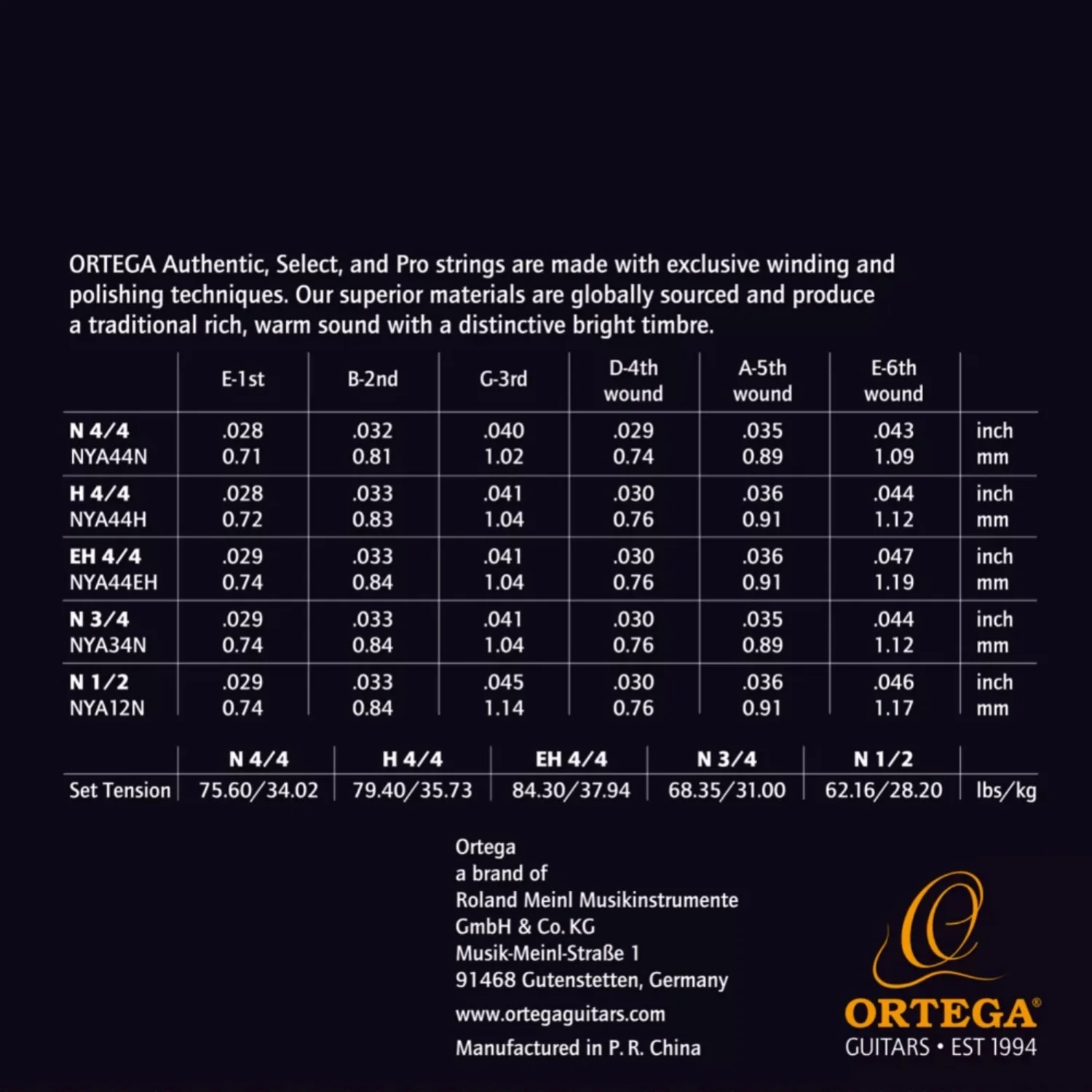 Ortega NYA44H Silver Plated Hard Tension Classical Guitar Strings - Image 2