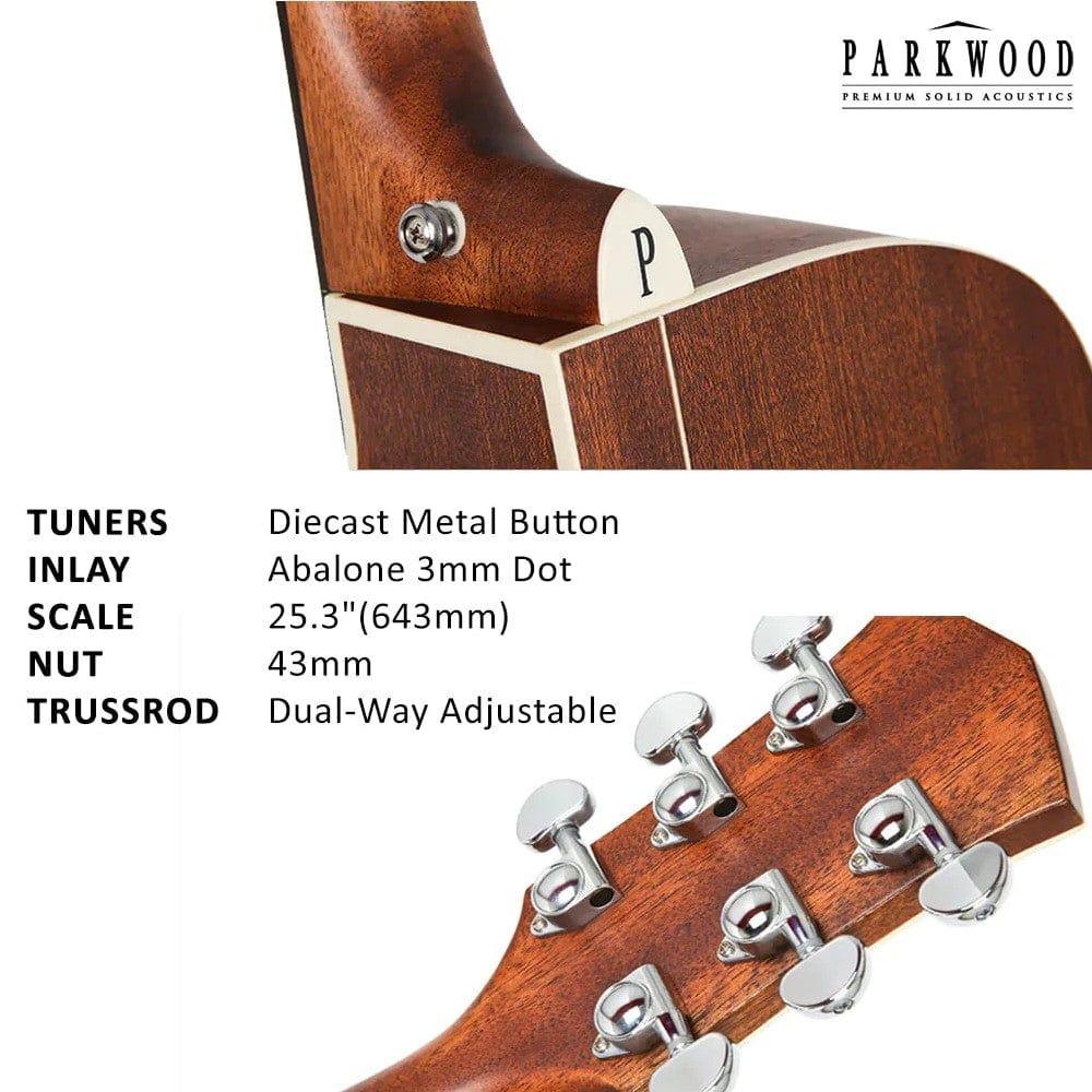 Parkwood S62 OM Orchestra Acoustic Guitar with Gigbag - Image 5