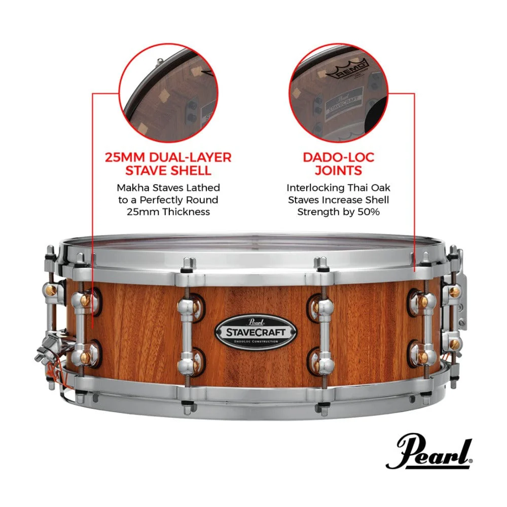 Pearl SCD1465MK 14" x 6.5" StaveCraft Makha Snare Drum - Image 7
