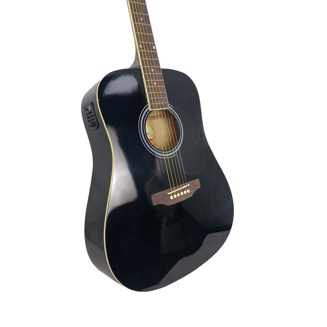 Pluto HW41-201P Jumbo Electro Acoustic Guitar With 3 Band EQ - Black - Image 2