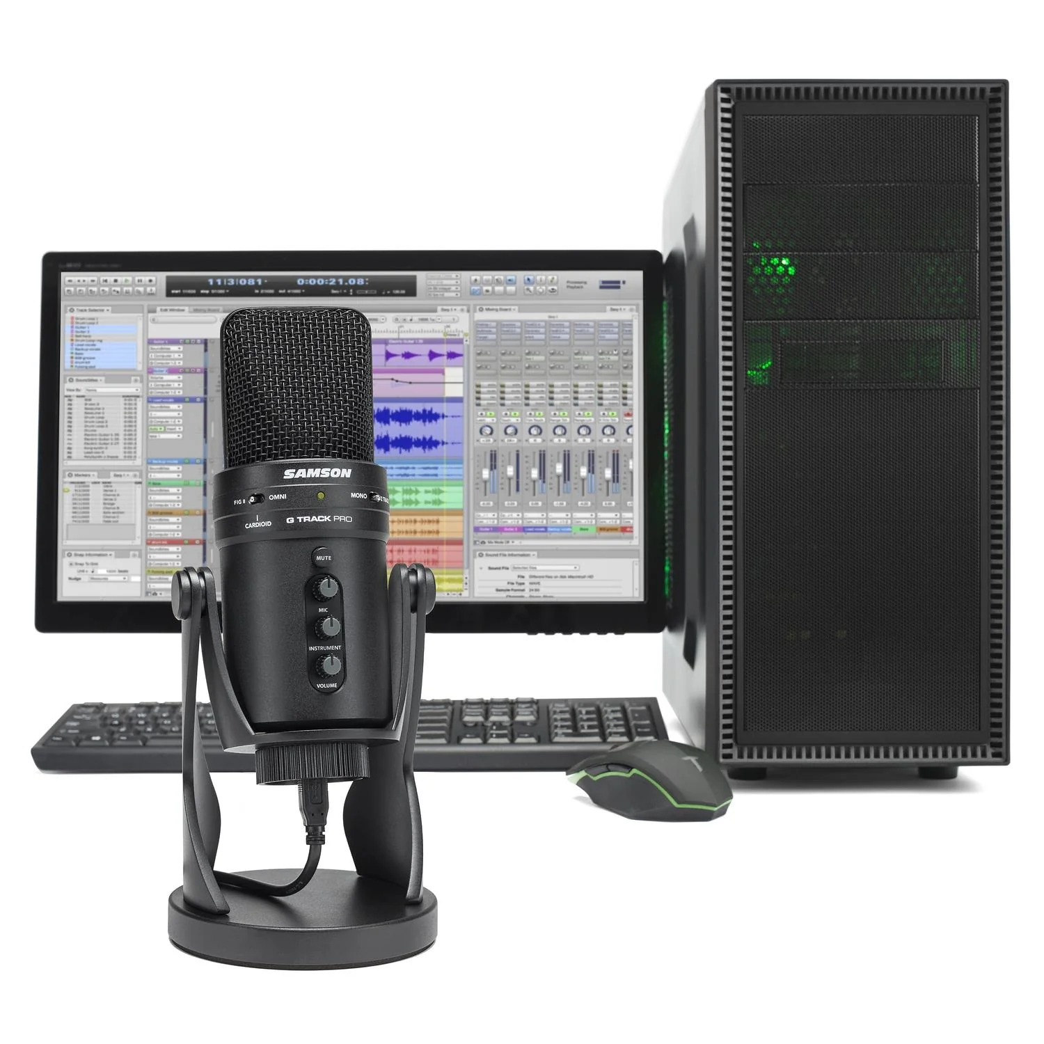 Samson G-Track Pro Professional USB Condenser Microphone with Audio Interface- Black - Image 2