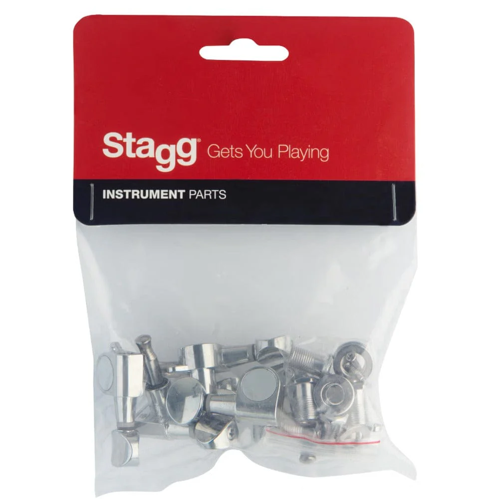 Stagg SP-MHEL-6x1CH Diecast Guitar Machine Heads - Chrome