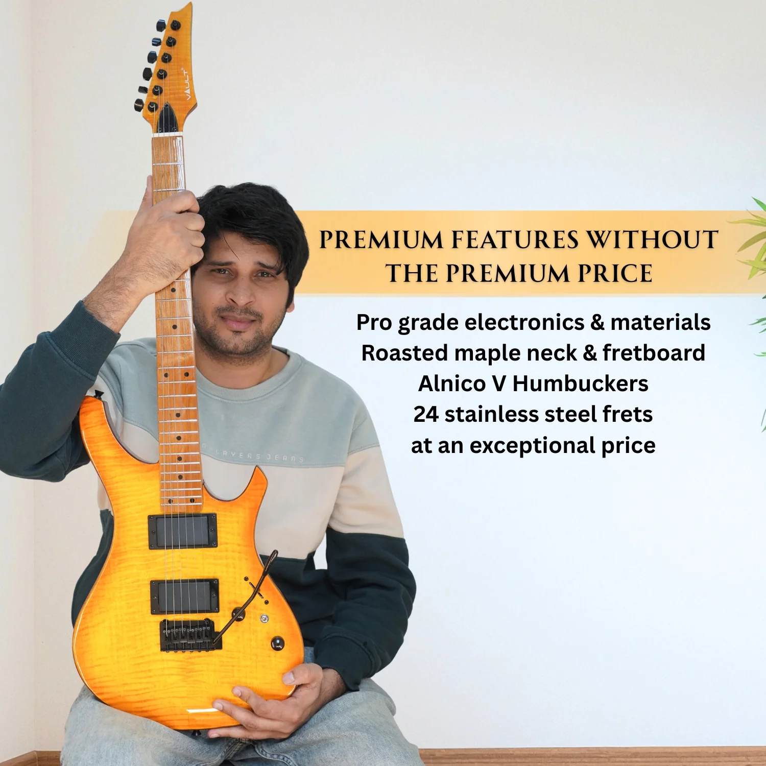 Vault Artisan RG Premium Electric Guitar with Dual Alnico V Humbuckers and Roasted Maple Neck - Image 22
