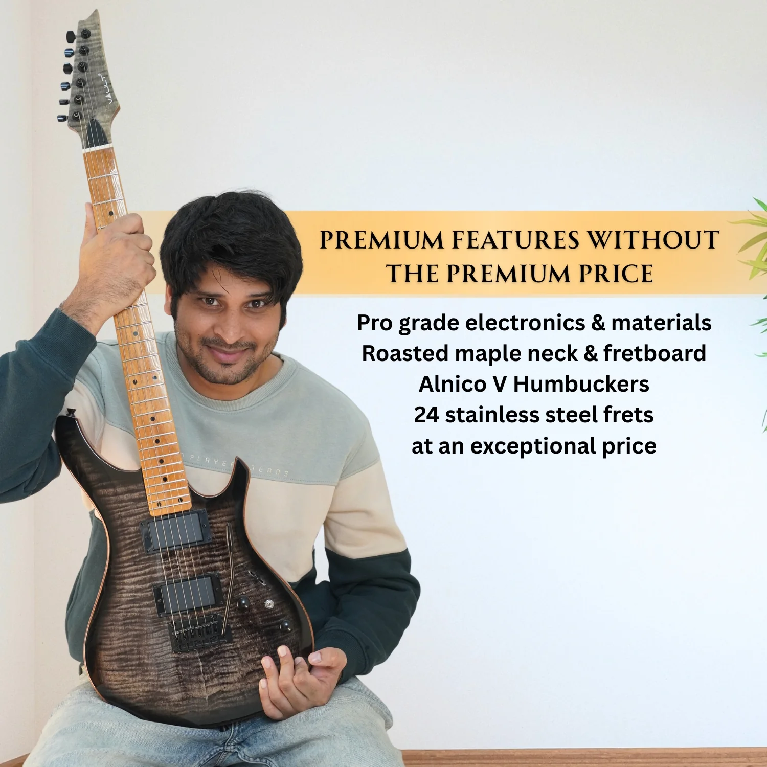 Vault Artisan RG Premium Electric Guitar with Dual Alnico V Humbuckers and Roasted Maple Neck - Image 40