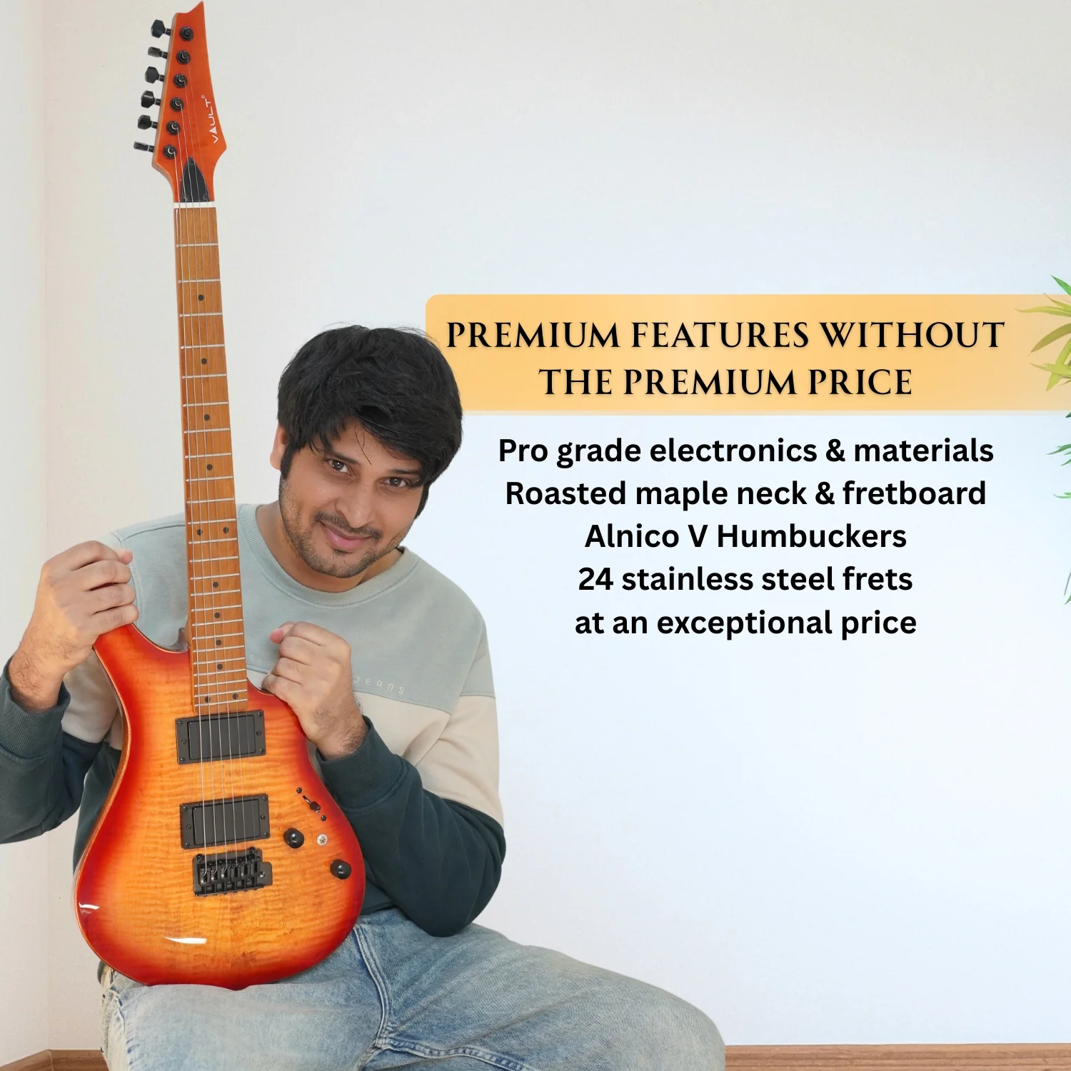 Vault Artisan RG Premium Electric Guitar with Dual Alnico V Humbuckers and Roasted Maple Neck - Image 55