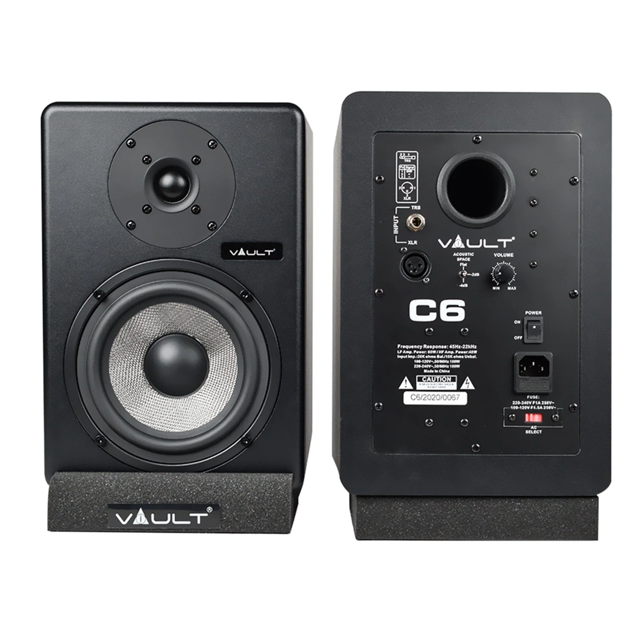 Vault C6 6" Powered Studio Monitors With Isolation Foam Pads - Pair - Open Box - Image 2