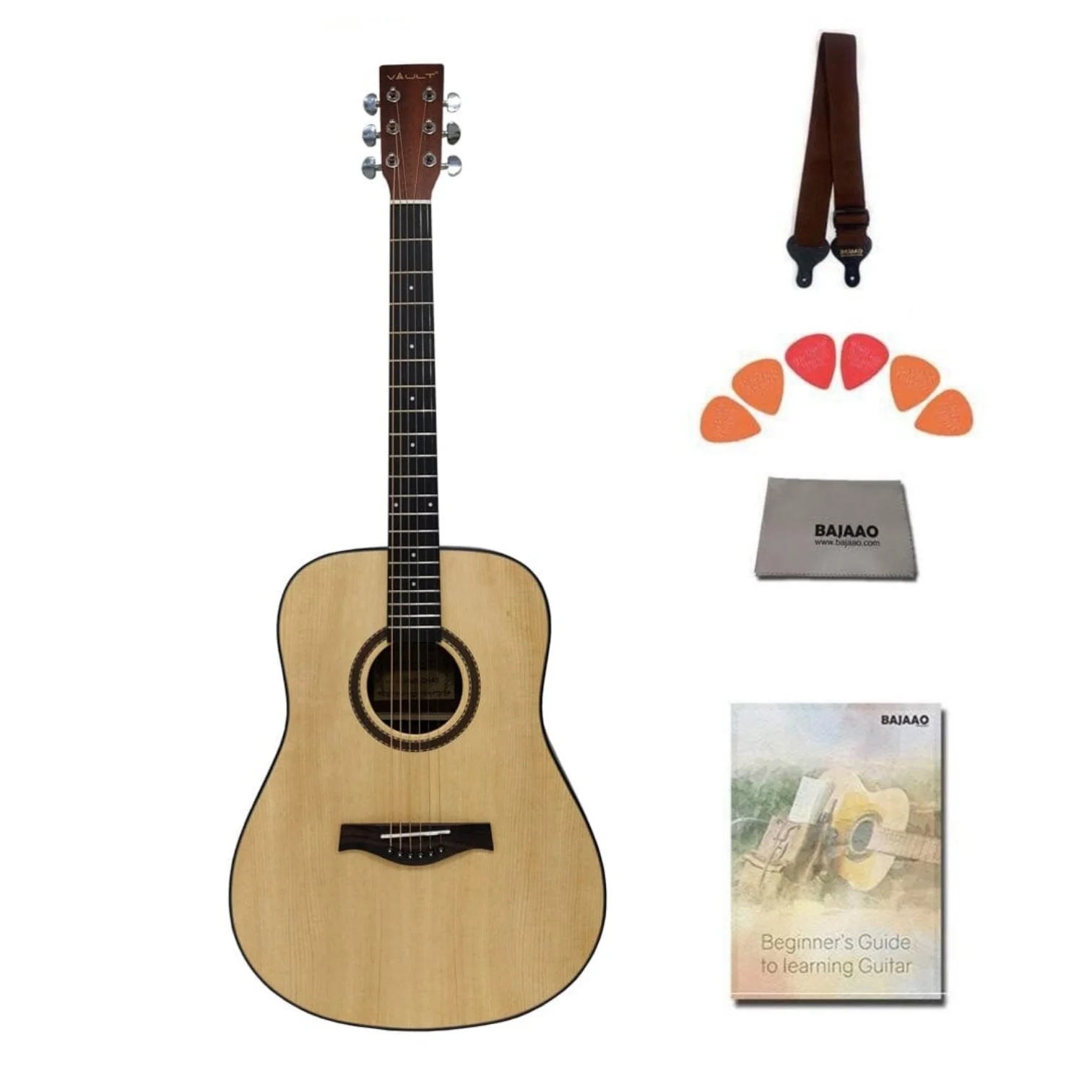 Vault DA40 41 Inch Premium Solid Spruce-Top Dreadnought Acoustic Guitar - Image 11
