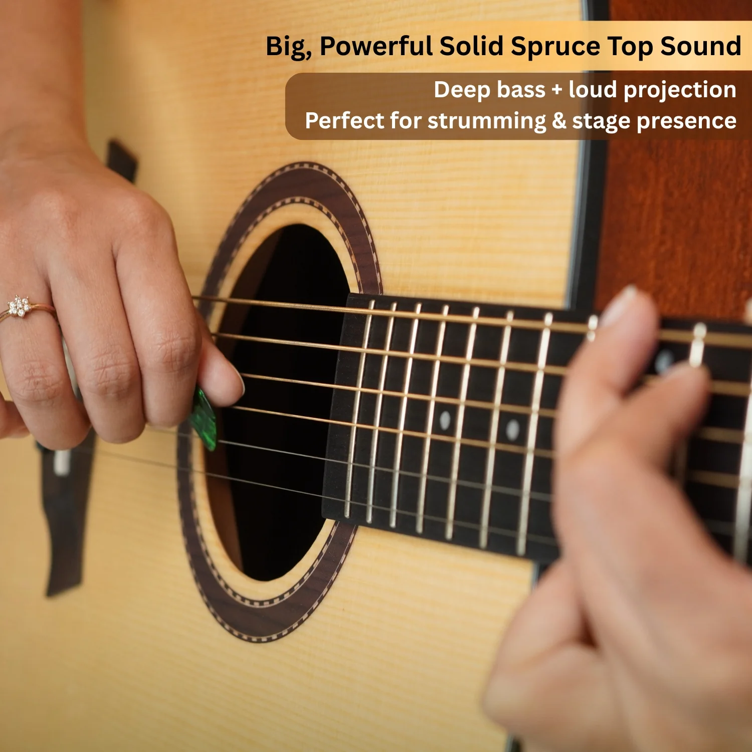 Vault DA40 41 Inch Premium Solid Spruce-Top Dreadnought Acoustic Guitar - Image 4