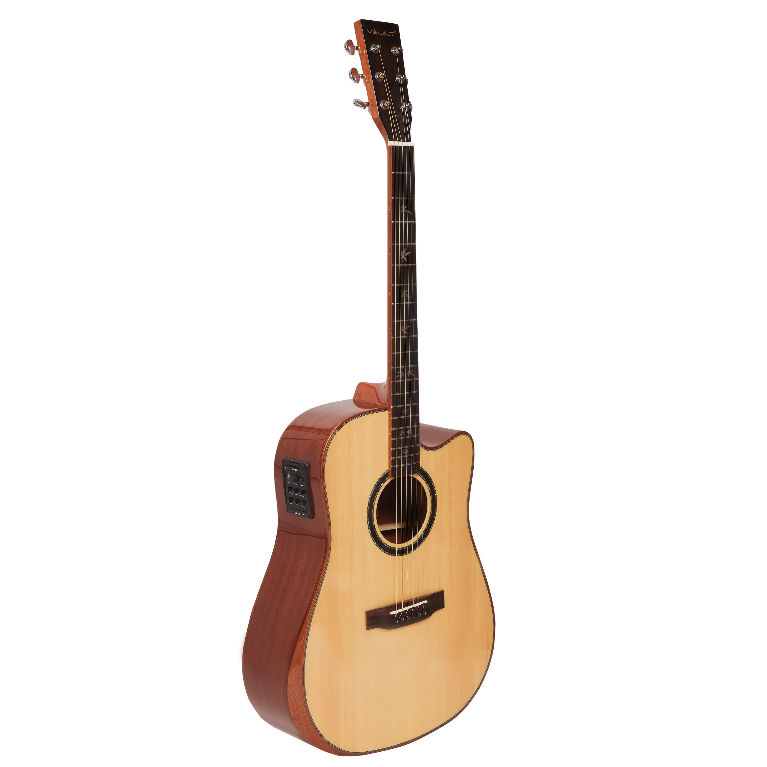 Vault DA60CE Premium Solid Spruce Top Electro Acoustic Guitar with Dual EQ and Armrest - Open Box - Image 4