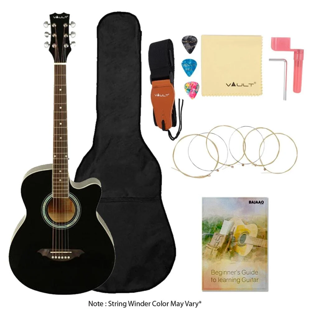 Vault EA10 40inch Medium Cutaway Acoustic Guitar - Black