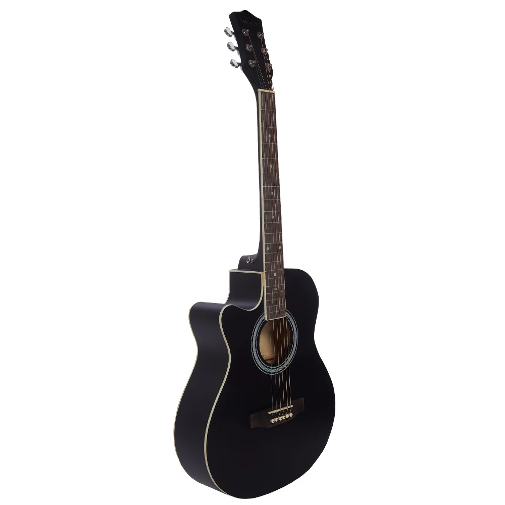 Vault EA20 Guitar Kit with Learn to Play Ebook, Bag, Strings, Straps, Picks, String winder & Polishing Cloth - 40 inch Cutaway Acoustic Guitar - Open Box - Image 4
