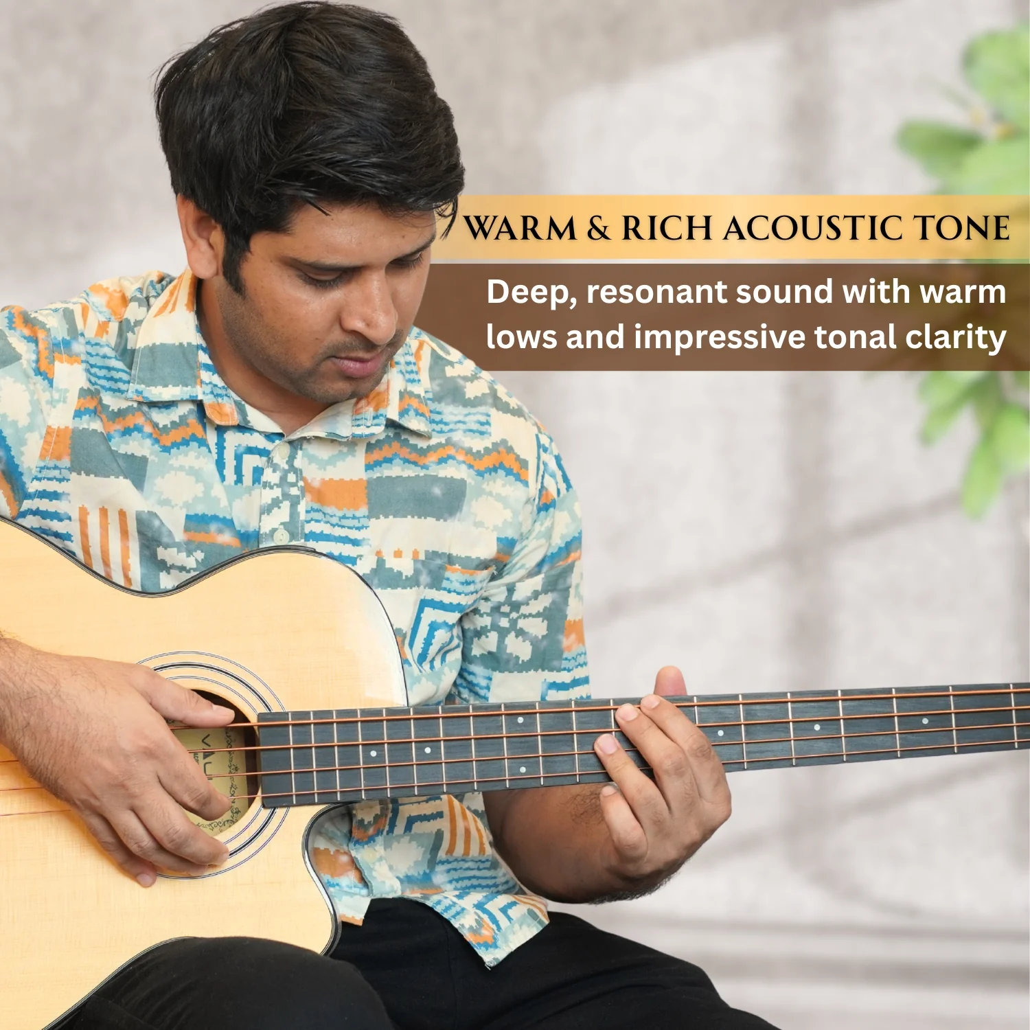 Vault EB40CE 4 String Solid-Top Acoustic Bass Guitar With EQ and Padded Gigbag - 34" Long Scale Length - Image 27