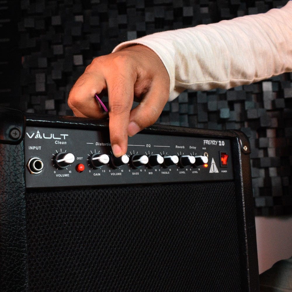 Vault Frenzy 20 Watt Combo Guitar Amplifier with Analog Distortion, Reverb & Delay All Playable Together - Must Have Accessories - Image 15