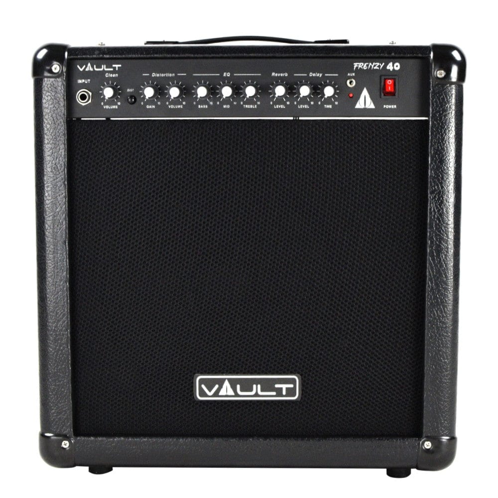 Vault Frenzy 40 Watt Combo Guitar Amplifier with Analog Distortion, Reverb & Delay All Playable Together - Open Box