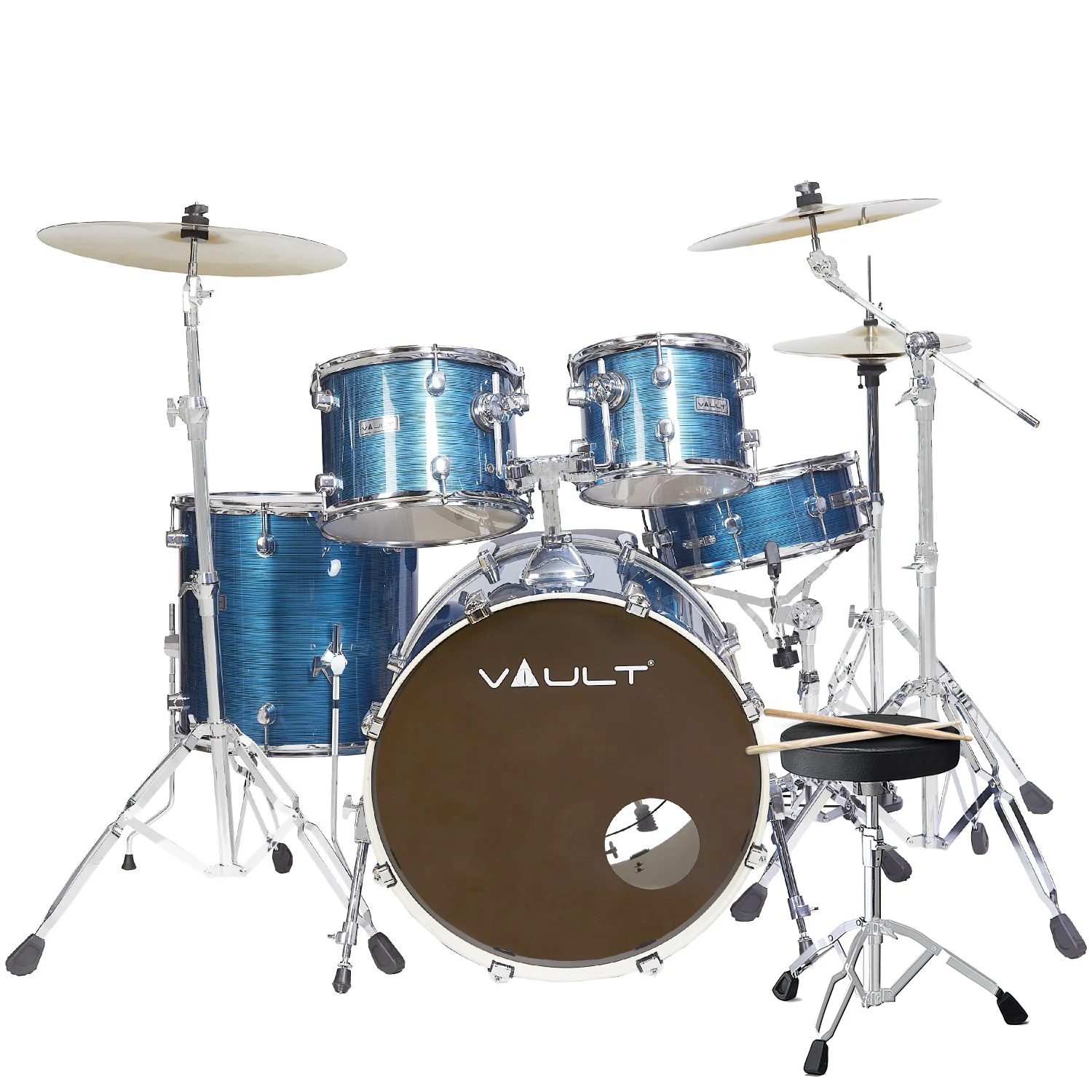 Vault Groover Plus 5-Piece Acoustic Drum Kit with Hardware, Cymbals & Throne - Image 32