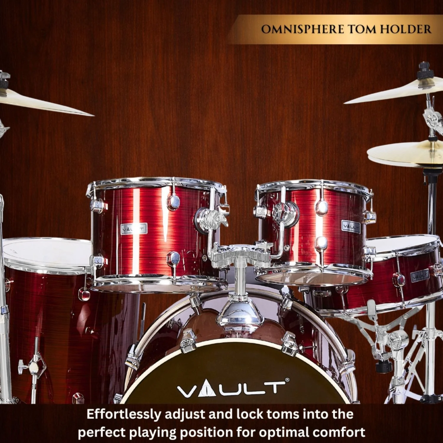 Vault Groover Plus 5-Piece Acoustic Drum Kit with Hardware, Cymbals & Throne - Image 4