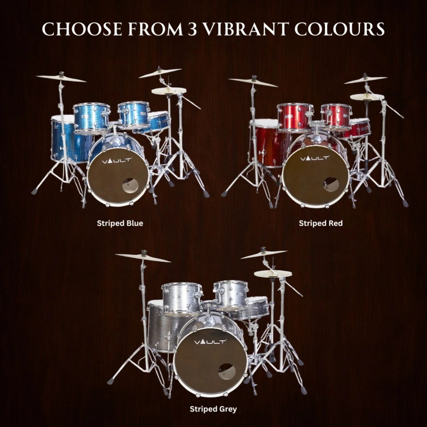 Vault Groover Plus 5-Piece Acoustic Drum Kit with Hardware, Cymbals & Throne - Image 65
