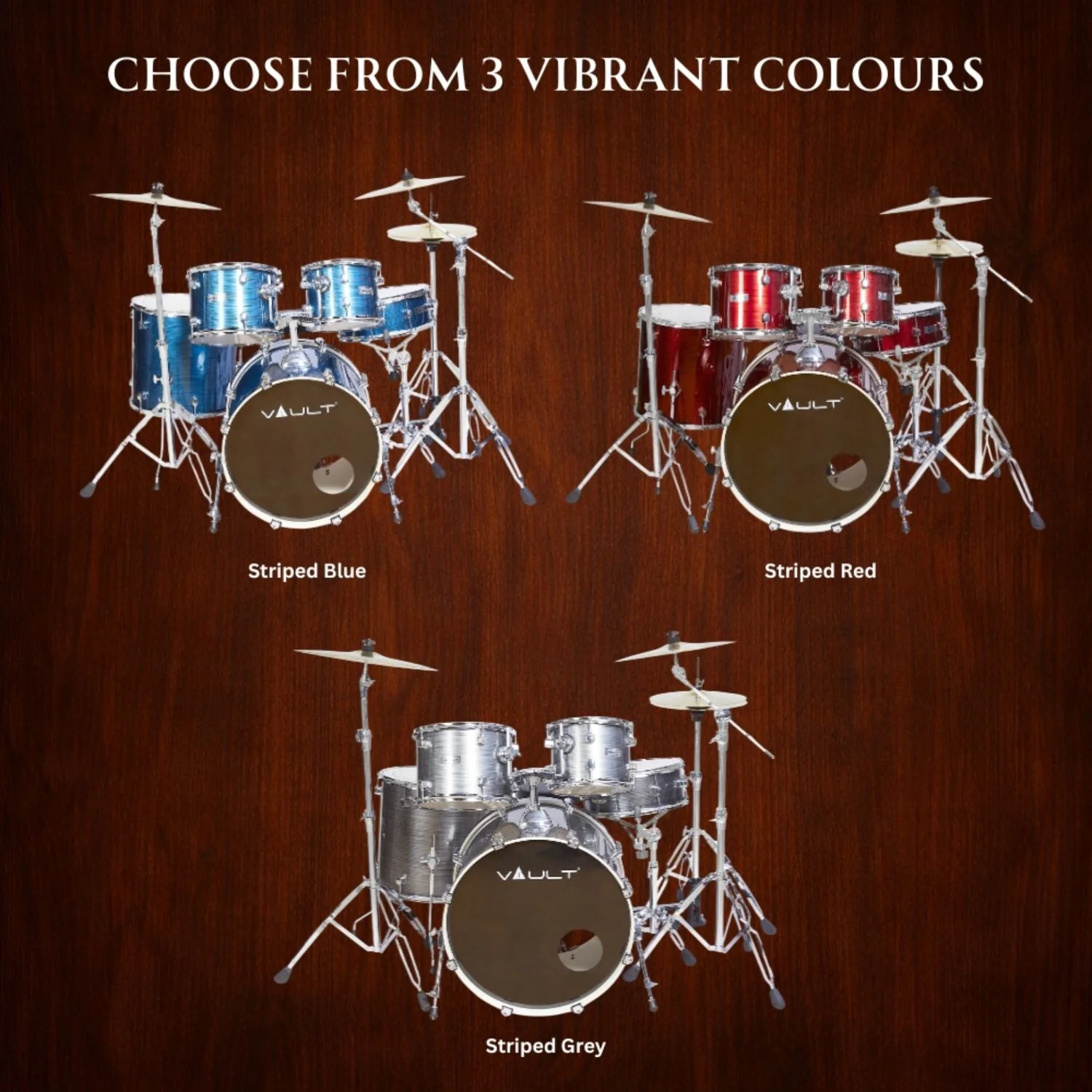 Vault Groover Plus 5-Piece Acoustic Drum Kit with Hardware, Cymbals & Throne - Image 9