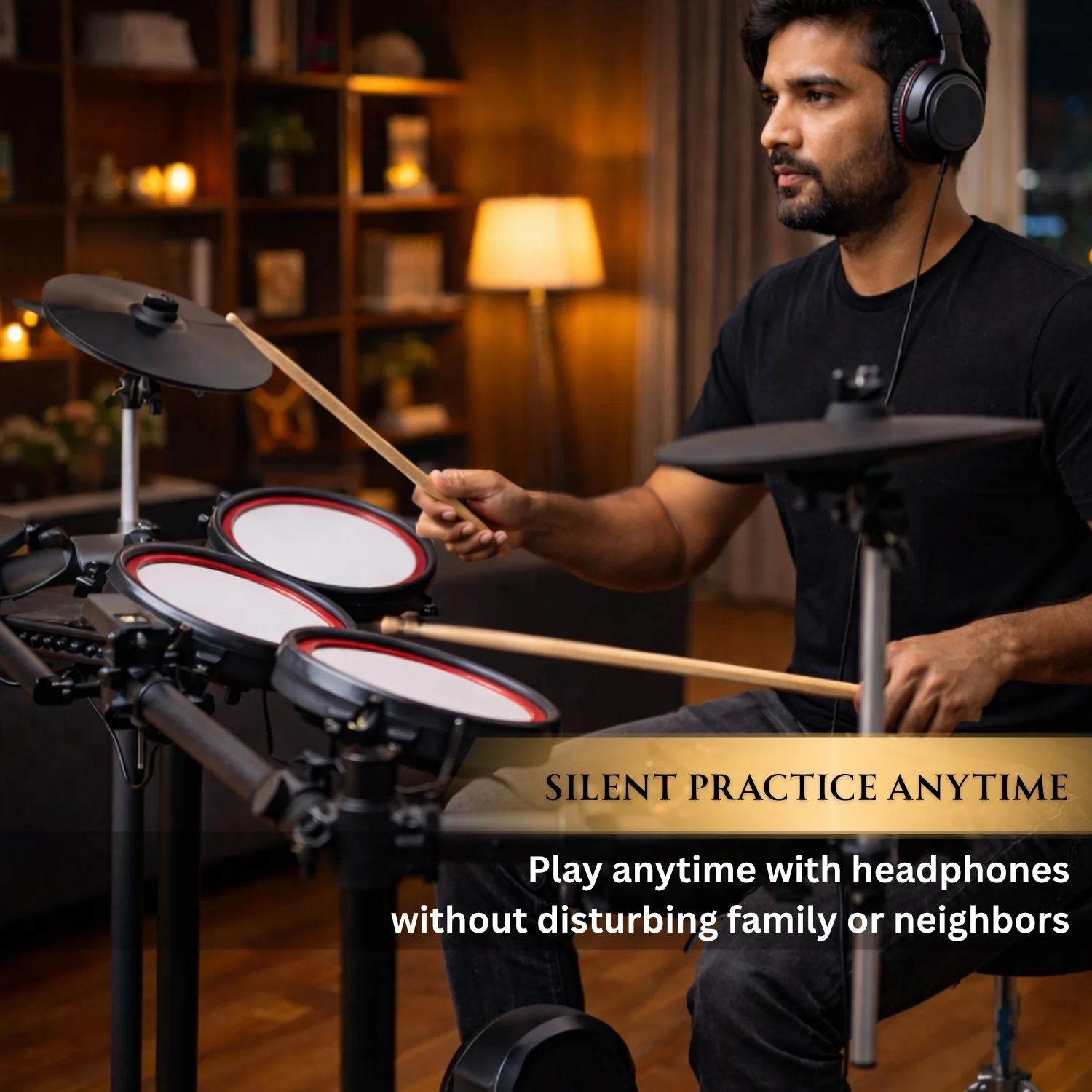 Vault Impact Fusion Electronic Drum Kit with Dual Zone Mesh Pads, Dual Zone Cymbals and Advanced Module with 300+ Sounds - Image 10