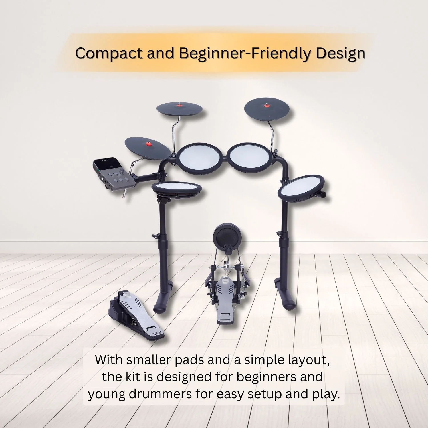 Vault Impact Junior Electronic Drum Kit for Kids with All-Mesh Pads, USB-C Module and 60+ Built-In Sounds – Junior Sized for Kids Under 12 - Image 5
