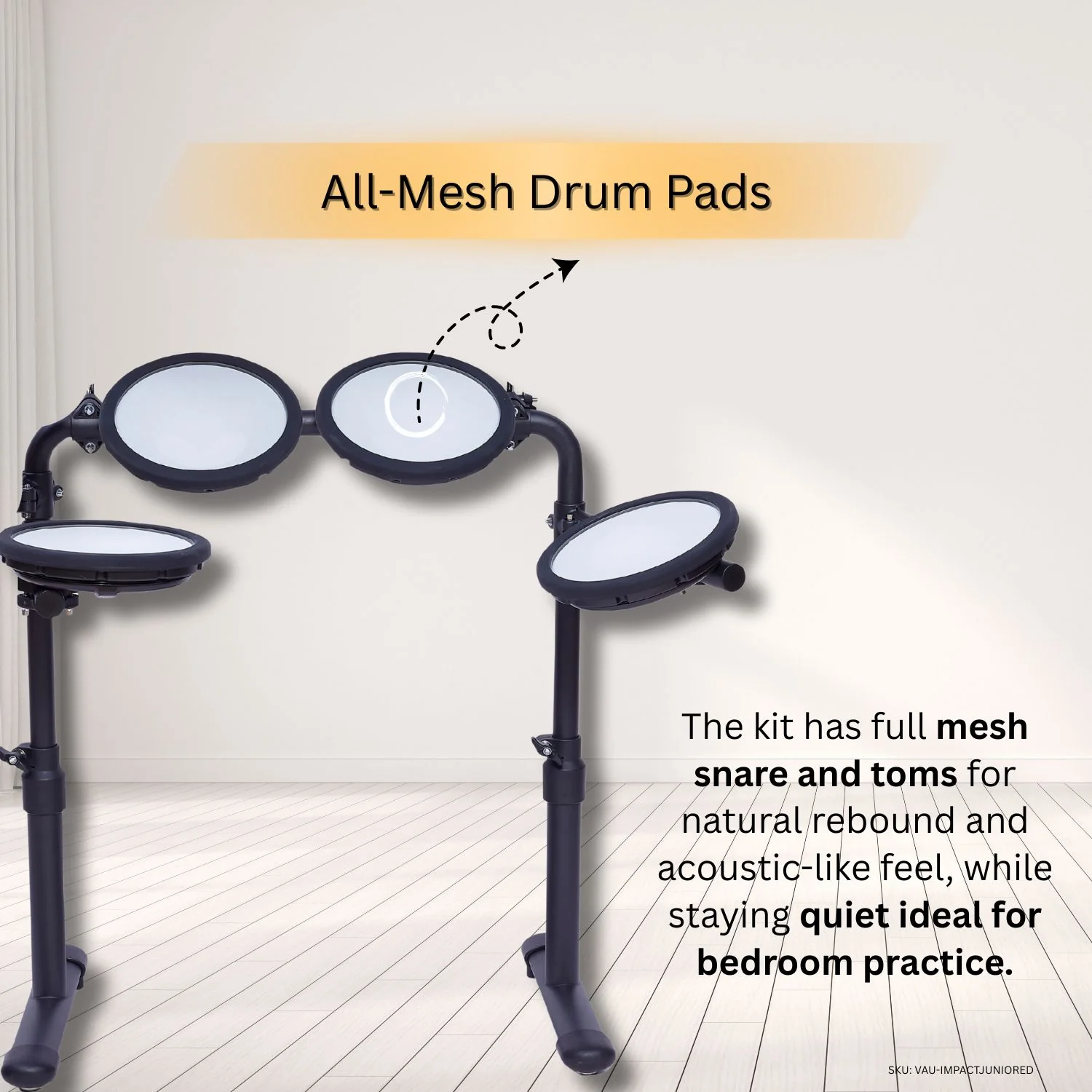 Vault Impact Junior Electronic Drum Kit for Kids with All-Mesh Pads, USB-C Module and 60+ Built-In Sounds – Junior Sized for Kids Under 12 - Image 9