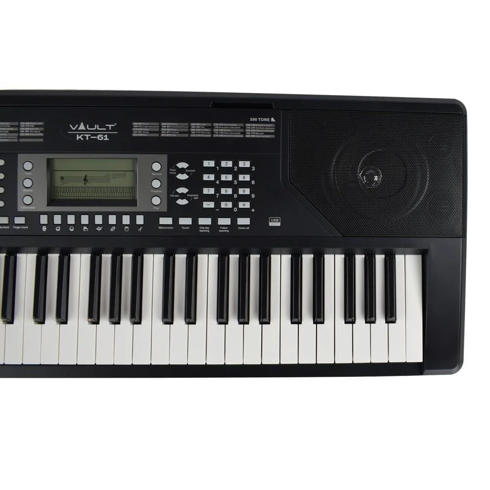 Vault KT-61 Keytone Touch Sensitive 61-Key Keyboard - Black - Image 4