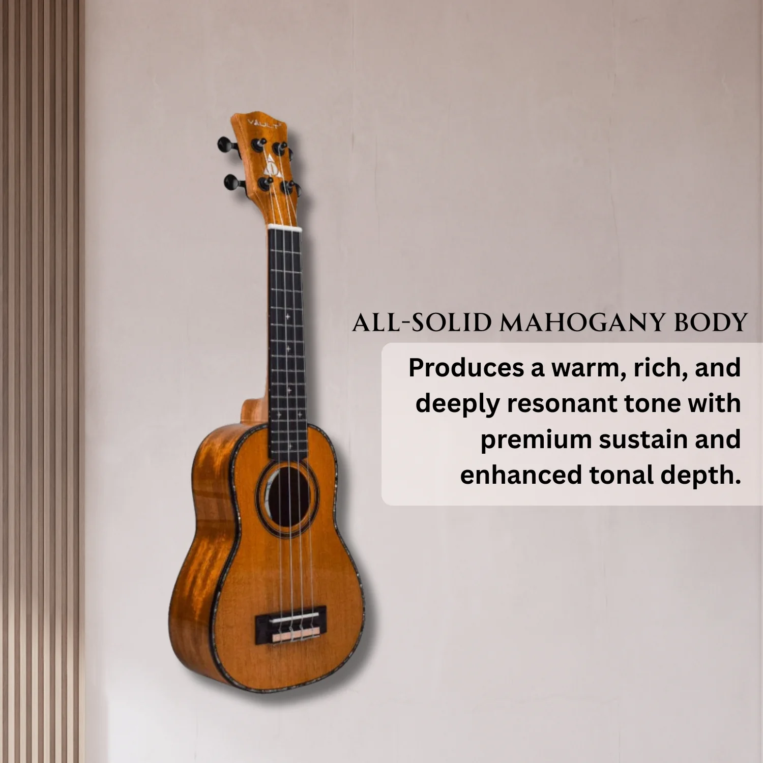 Vault Performer Pro 21" All Solid Mahogany Premium Soprano Ukulele with Gigbag - Image 10