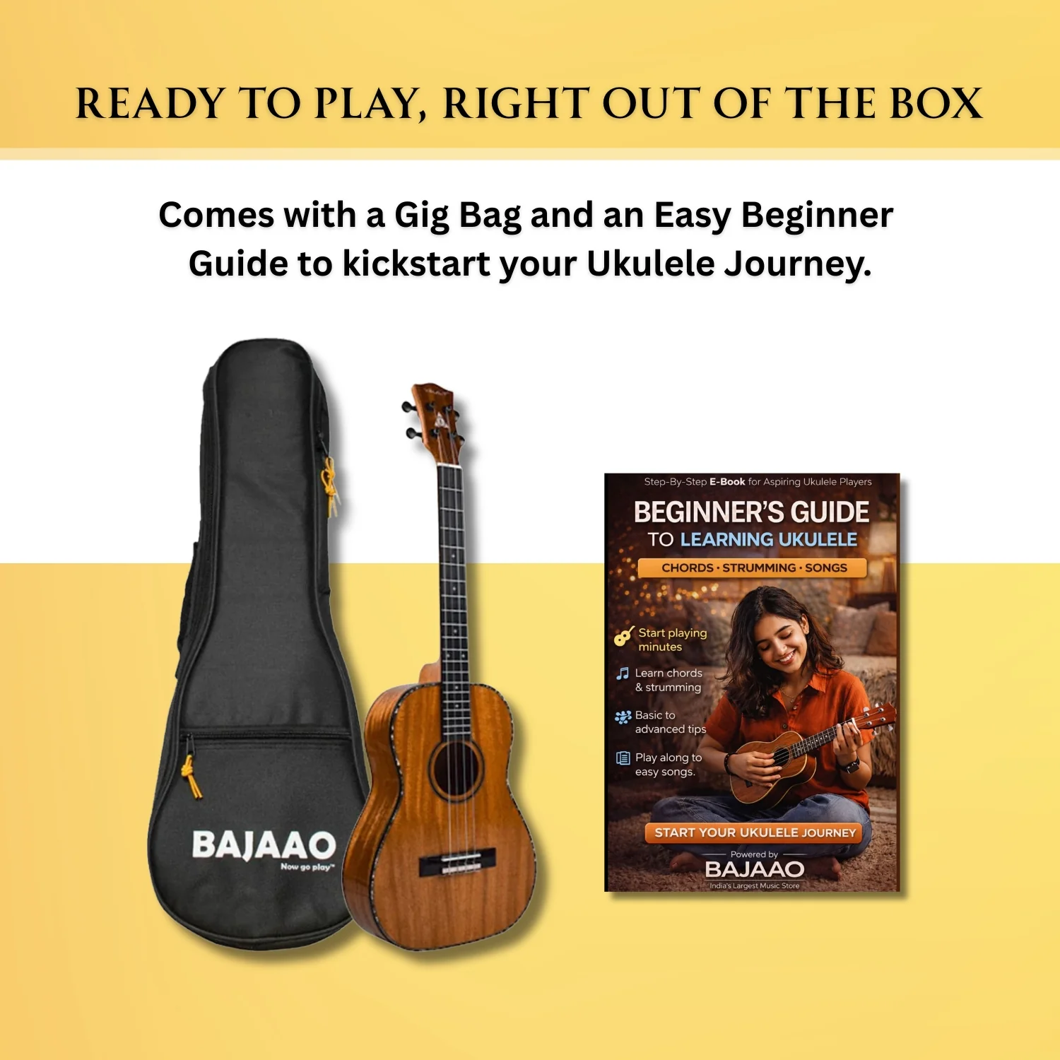 Vault Performer Pro 30" All Solid Mahogany Premium Baritone Ukulele with Gigbag - Image 12