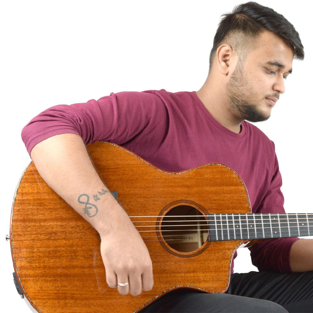 Vault Performer Pro All Solid Mahogany Premium Electro Acoustic Guitar With Paded Gigbag - Image 12