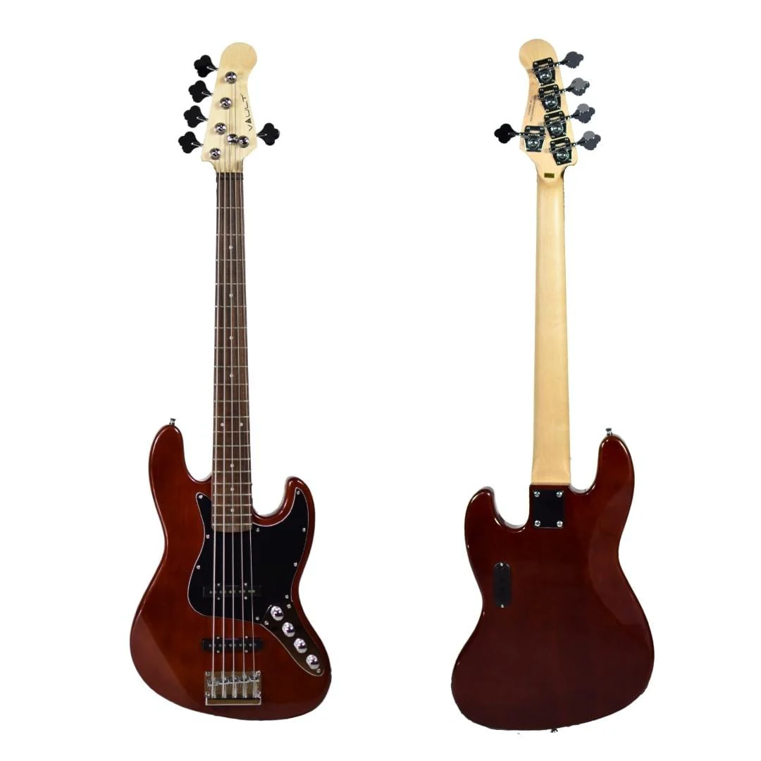 Vault Performer Pro JB4 String Electric Bass Guitar with Gigbag - High Gloss Solid Mahogany - Image 16