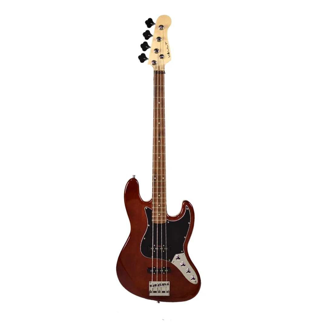 Vault Performer Pro JB4 String Electric Bass Guitar with Gigbag - High Gloss Solid Mahogany - Image 2