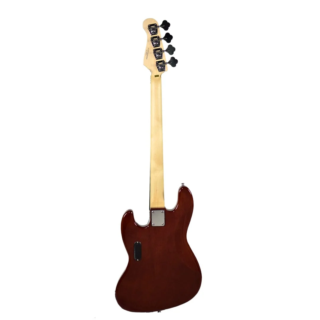 Vault Performer Pro JB4 String Electric Bass Guitar with Gigbag - High Gloss Solid Mahogany - Image 5