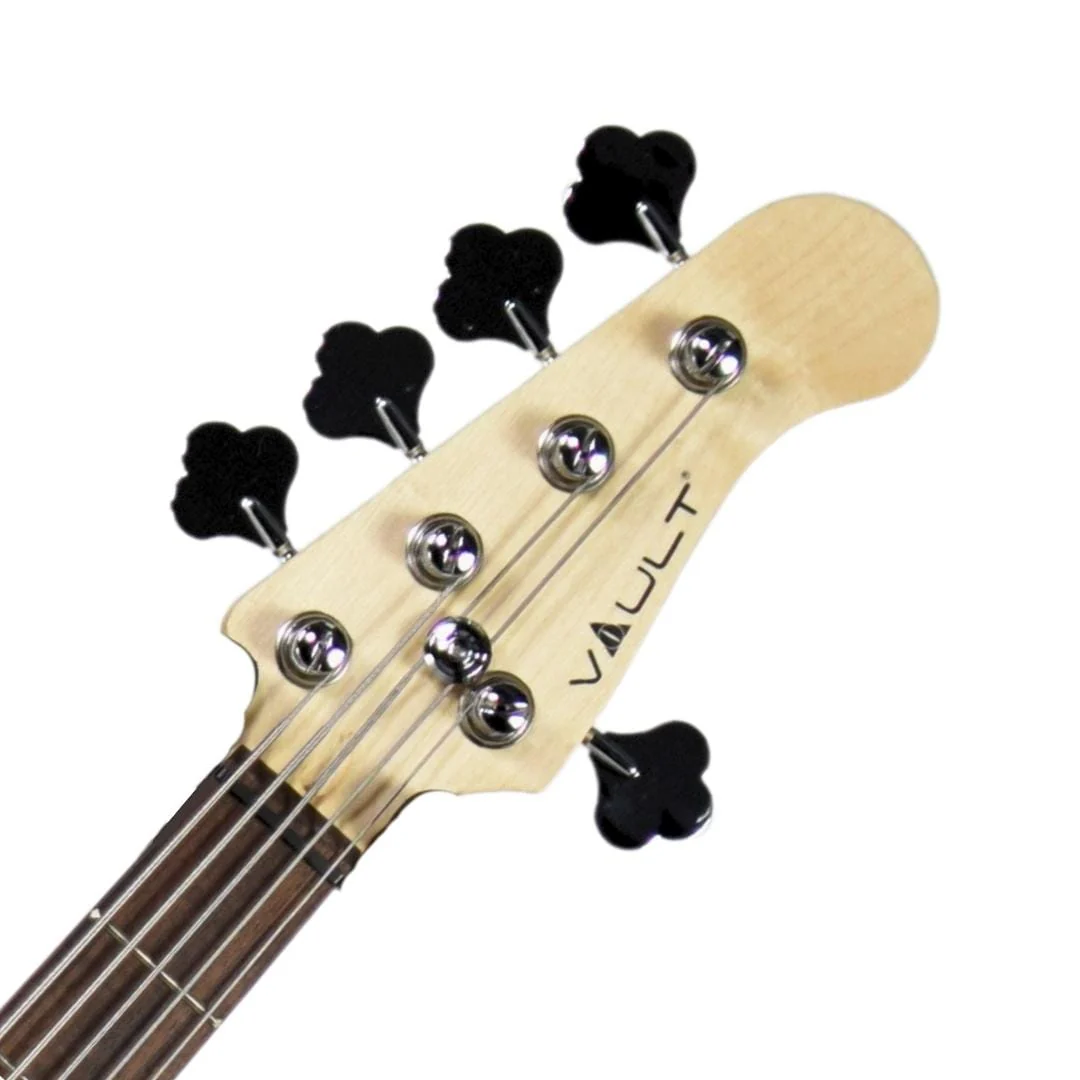 Vault Performer Pro JB5 String Electric Bass Guitar with Gigbag - High Gloss Solid Mahogany - Image 8