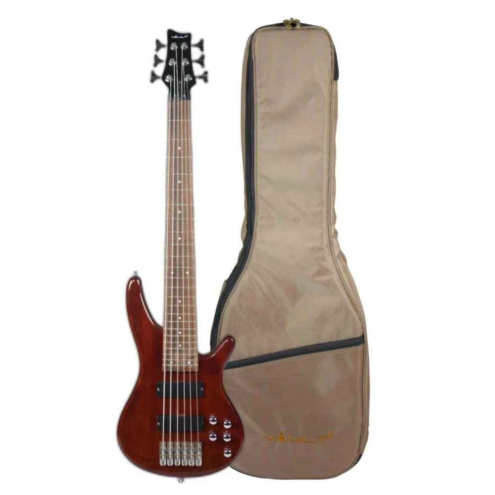 Vault Performer Pro RB4 Four String Electric Bass Guitar with Gigbag - High Gloss Solid Mahogany - Image 19