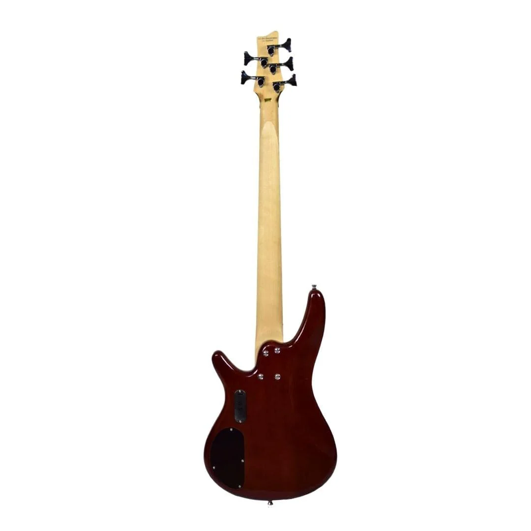 Vault Performer Pro RB5 Five String Electric Bass Guitar with Gigbag - High Gloss Solid Mahogany - Image 4