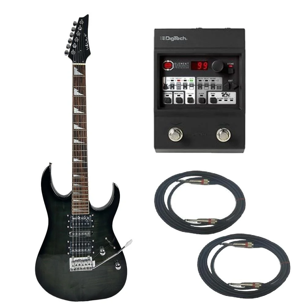 Vault RG1RW Soloist Style Electric Guitar With Digitech Element Guitar Processor Bundle